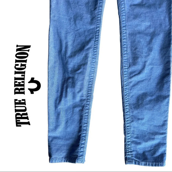 True Religion Shannon Corduroy Skinny Pants Periwinkle Blue Size 27 - Picture 6 of 9